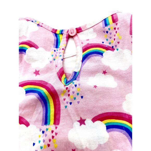 Childrens Place Rainbow Summer Romper Size 2T 24m Pink Sleeveless Elastic Waist - Picture 4 of 7